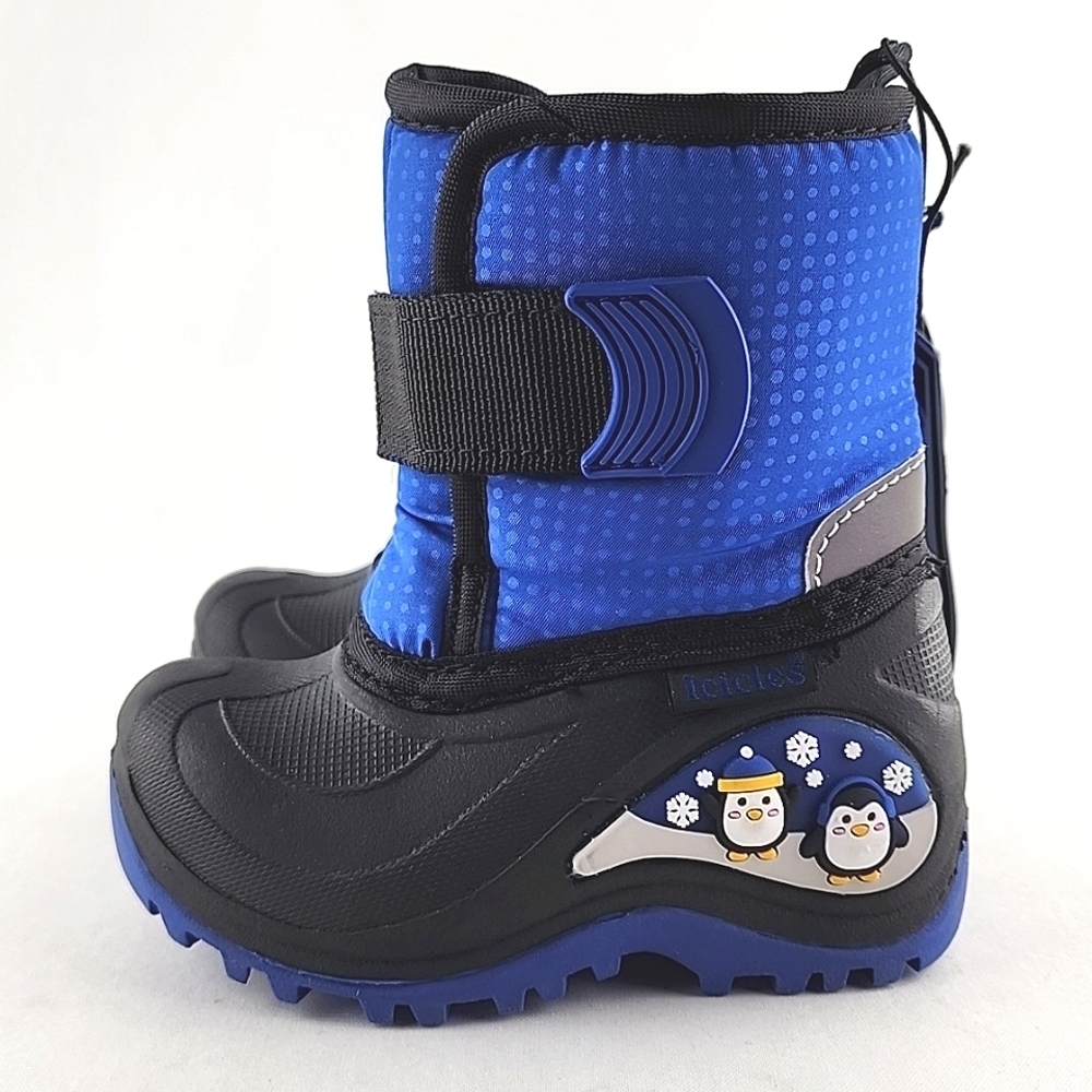 Icicles Blue Polar Penguin Youth Snow Waterproof Fleece Boots Lights Up Size 6